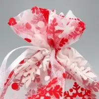 Мешочек подарочный органза &laquo;Новогодний танец&raquo;, снежинки, 16 х 24 см +/- 1.5 см