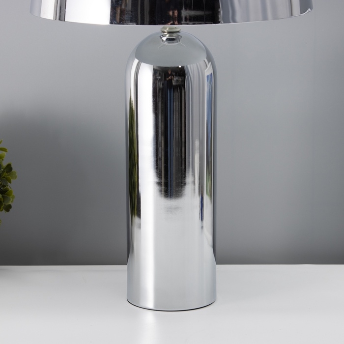 Настольная лампа с абажуром RISALUX &laquo;Челси&raquo; модерн, Е27, 3 Вт, хром, 29&times;29&times;49 см