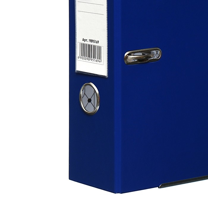 Папка-регистратор 75мм, А4, Calligrata "Mega", бумвинил, с карманом на корешке, нижний металлический кант, синяя