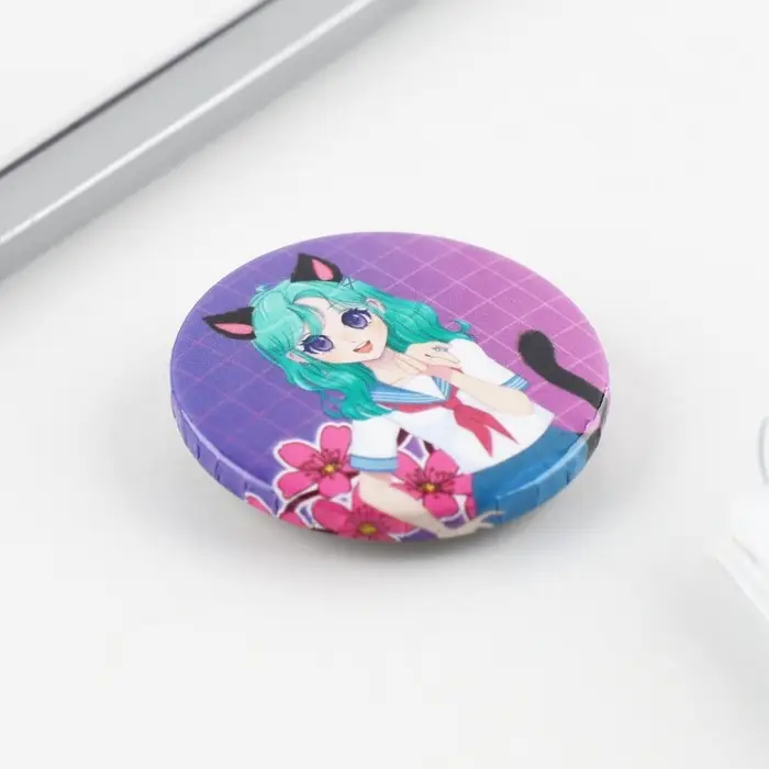 Значок закатной аниме &laquo;Девушка с ушками&raquo;, d=3.8 см