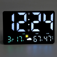 Часы настенные электронные, будильник, календарь, термометр, гигрометр, 15.8 х 3 х 24.8 см   1074710