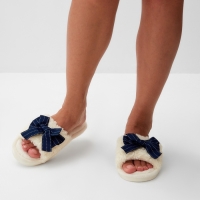 Тапочки женские с открытым носом, размер 40-41, синий бант Тапочки женские с открытым носом, размер 40-41, синий бант