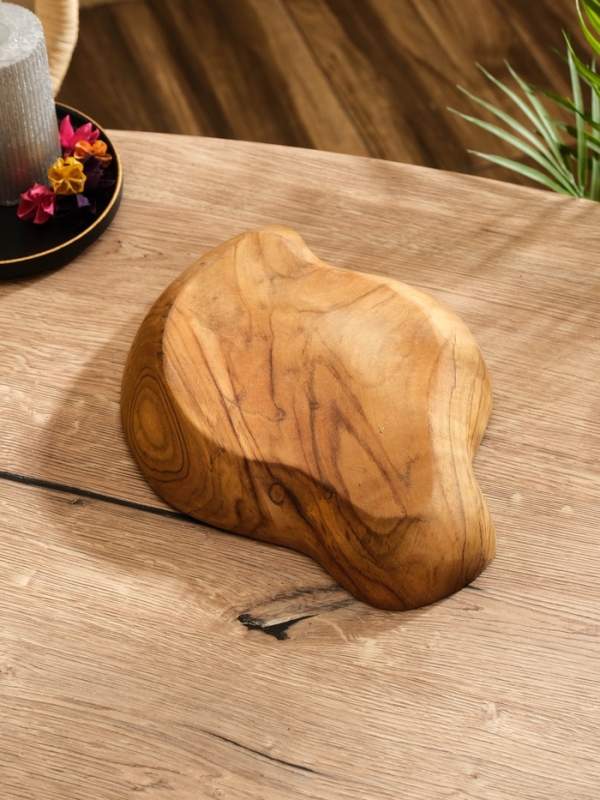 Тарелка "Древесная кора" дерево Джати, 28х21х5 см, цв. коричневый