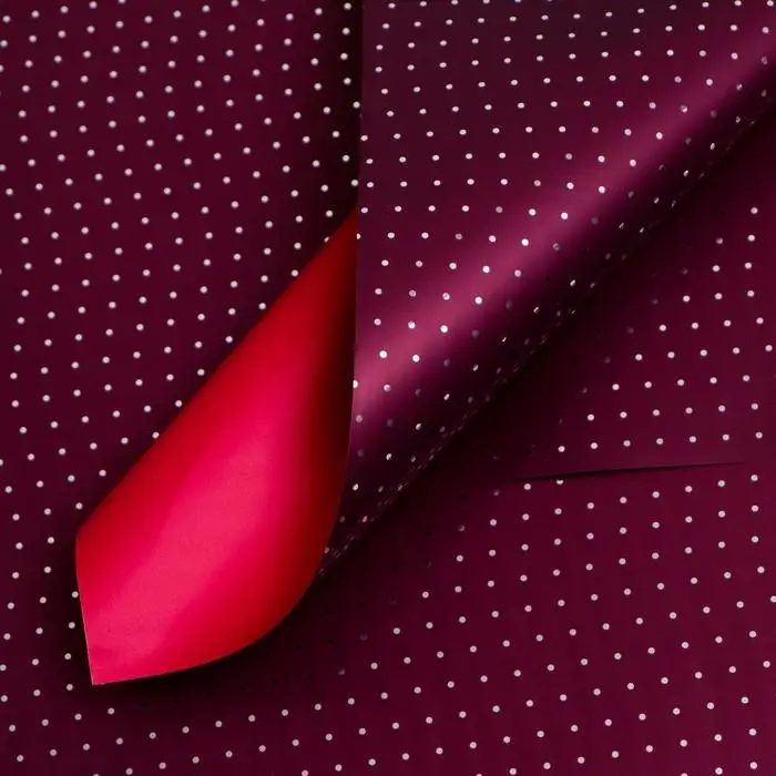 Плёнка матовая &laquo;Серебристый горох&raquo; красный, винный, 0.58&times;0.58 м