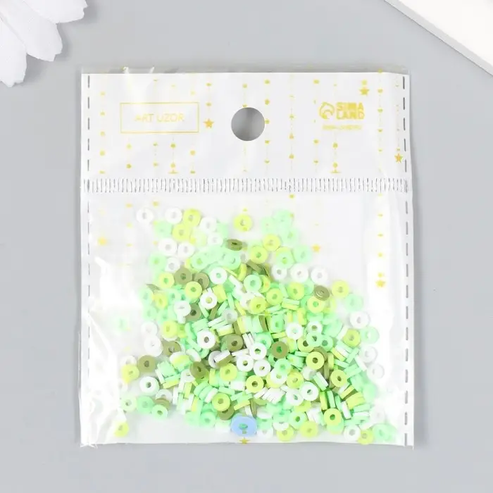 Бусины для творчества PVC "Колечки зелёные" набор &asymp; 330 шт 0,1х0,4х0,4 см