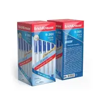 Ручка шариковая ErichKrause R-301 Classic Stick & Grip, узел 1.0 мм, синяя, с резиновым держателем, мягкое и комфортное письмо