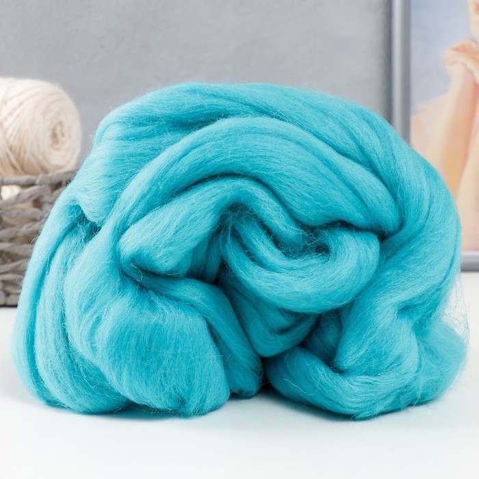 Шерсть для валяния 100% полутонкая шерсть 50 гр (024, бирюза) Шерсть для валяния 100% полутонкая шерсть 50 гр (024, бирюза)