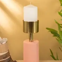 Подсвечник на 1 свечу "Кубок" пудровый с золотом 10х10х28,5 см