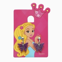 Серьги клипсы детские Выбражулька &laquo;Блеск бабочки&raquo;, фиолетовые