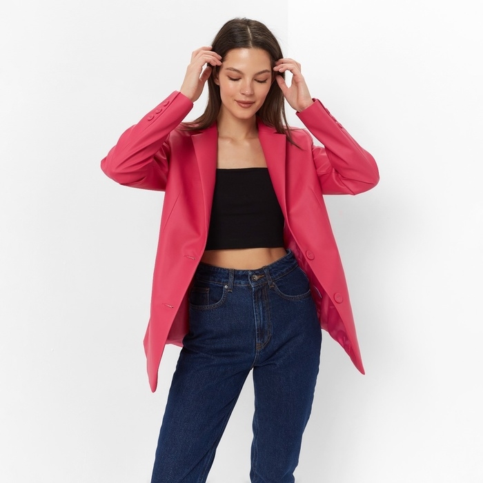 Пиджак женский (экокожа) MINAKU: Eco leather, цвет фуксия, размер 46 Пиджак женский (экокожа) MINAKU: Eco leather, цвет фуксия, размер 46