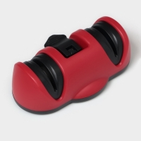 Точилка для ножей Доляна &laquo;Профи&raquo;, 13&times;7&times;4,5 см, с полировкой, на присоске, цвет красный