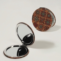 Зеркало складное &laquo;Орнамент&raquo;, d = 7,2 см, с увеличением, цвет коричневый/оранжевый