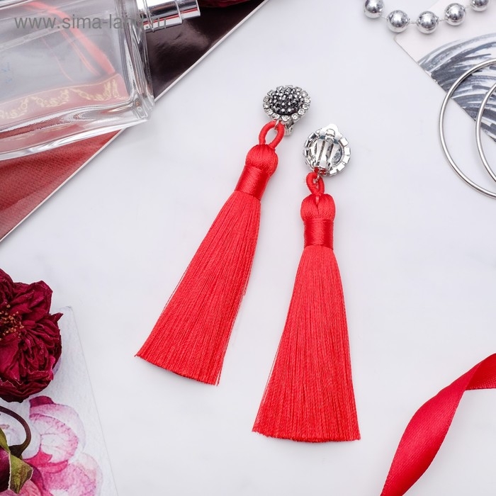 Клипсы &laquo;Кисти&raquo;, цвет ярко-красный, L кисти 7 см