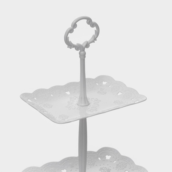 Блюдо 3 яруса Доляна &laquo;Вивьен&raquo;, 3 яруса, 15,5&times;11 см, 19,2&times;13,8 см, 22,7&times;16,4 см, цвет белый