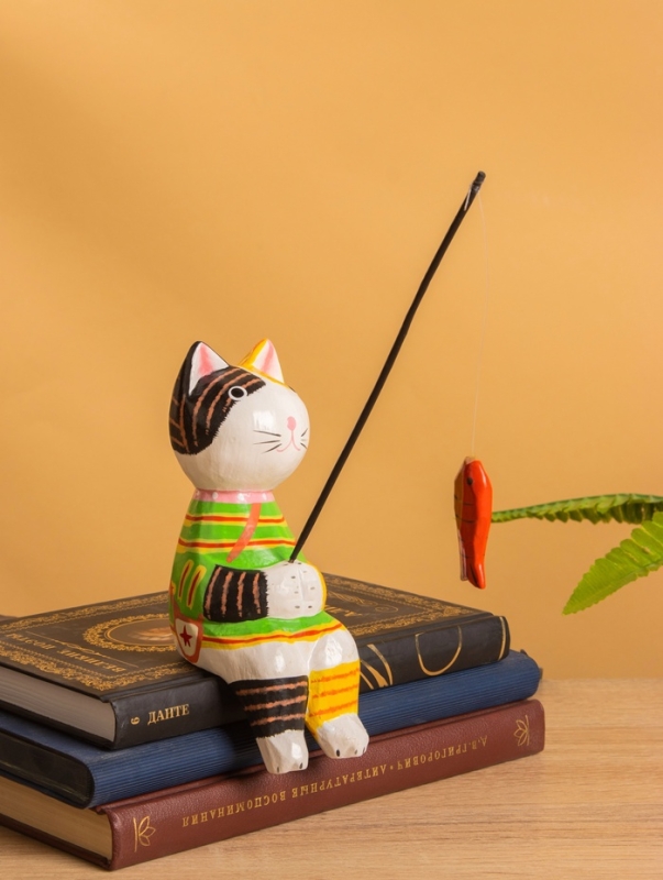 Сувенир &laquo;Кот рыбак в рубашке&raquo;, 6&times;8&times;16 см, дерево