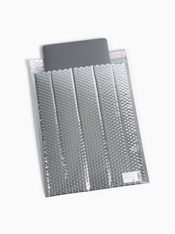 Пакет упаковочный пупырчатый, с  клапаном и клеевым слоем,32х40+4 см,п/э, 3 слоя, металлизир