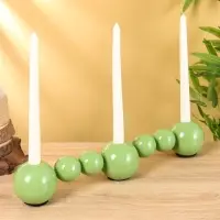 Подсвечник на 3 свечи &laquo;Бусы&raquo;, с 7 сферами, 44&times;8&times;8 см, кипарис