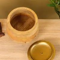 Конфетница с крышкой "Грильяж" алюминиевая с манговым деревом 17,5х17,5х18 см