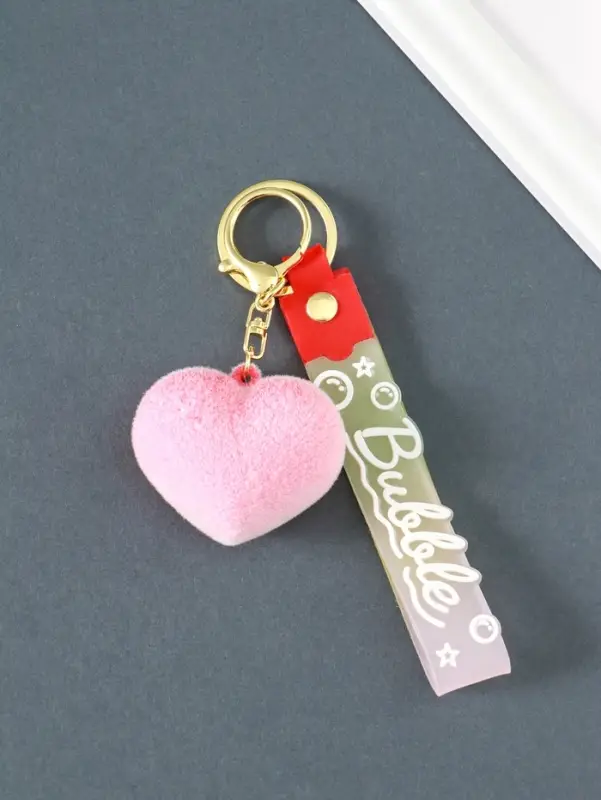 Брелок с карабином, ремешком "Бархатное сердце" 2х5,3х20,5 см