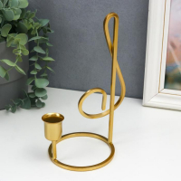 Подсвечник металл на 1 свечу "Скрипичный ключ" золото 20,7х7,7х9,3 см