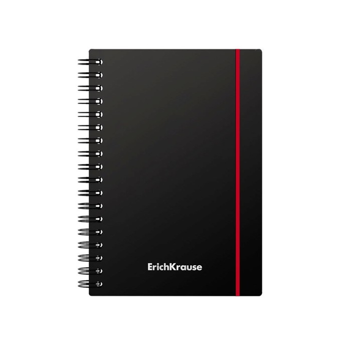 Тетрадь А6 на спирали, 80 листов в клетку, ErichKrause Accent, пластиковая обложка, на резинке, блок офсет 100% белизна, МИКС