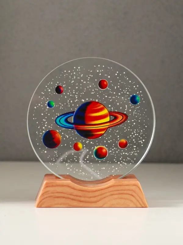 Сувенир стекло свет "Диск. Планетарий" 5хLED d=10 см, USB, цветной 10х4х11,4 см