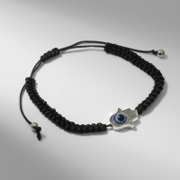 Браслет-оберег &laquo;Детский на нити&raquo; глазик в плетении, цвет синий в чернёном серебре, d=4 см
