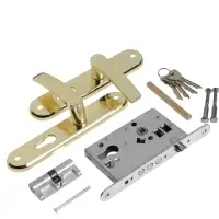 Замок врезной LOCKLAND RD005, с ручкой, B/S 55 мм, 4 ключа, цвет золото