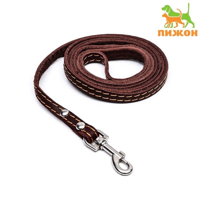Поводок кожаный однослойный, простроченный, 1.37 м х 1 см, коричневый Поводок кожаный однослойный, простроченный, 1.37 м х 1 см, коричневый