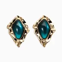 Серьги акрил "Ромб ажур", цвет морской в золоте