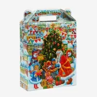 Подарочная коробка новогодняя Подарок "Волшебный город" 16,8 х 7 х 25 см. Новый год
