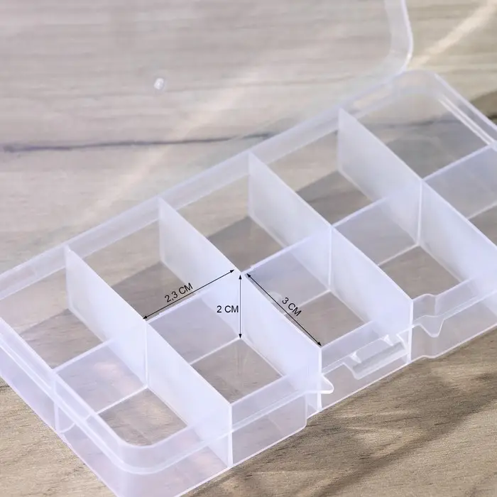 Органайзер для хранения RICCO, пластик, 10 ячеек, 13&times;7&times;2.5 см, прозрачный