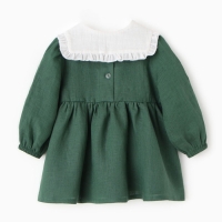 Платье с воротничком Крошка Я Linen, 86-92, зеленый