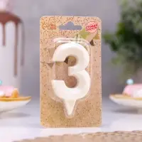 Свеча в торт &laquo;Грань&raquo;, цифра 3, жемчужный, 6.5 см
