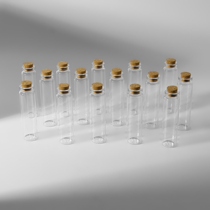 Набор баночек для хранения бисера, d=2.2 &times; 8 см, 15 шт., в контейнере, 11.8&times;7.8&times;8.6 см