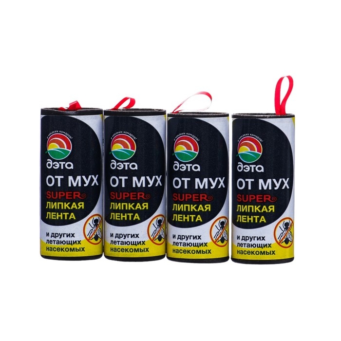 Лента от мух суперлипкая "Дэта", 4 шт