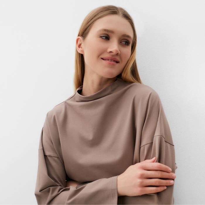 Лонгслив женский MINAKU: Casual Collection цвет шоколад, р-р 44