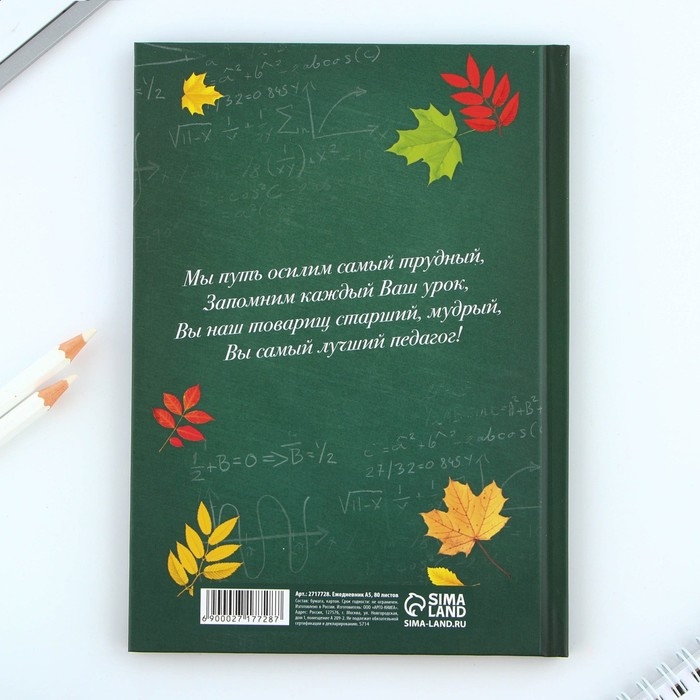 Подарочный набор &laquo;Учителю: Спасибо за знания&raquo;: ежедневник и ручка-колокольчик