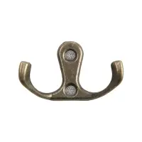 Крючок мебельный ТУНДРА TKd=003, двухрожковый, бронза, 25 шт.