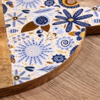 Доска разделочная круглая "Васильки" дерево манго 36х28 см