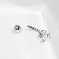 Пирсинг в пупок «Банан» ромб, L=2 см, цвет белый в серебре Пирсинг в пупок «Банан» ромб, L=2 см, цвет белый в серебре