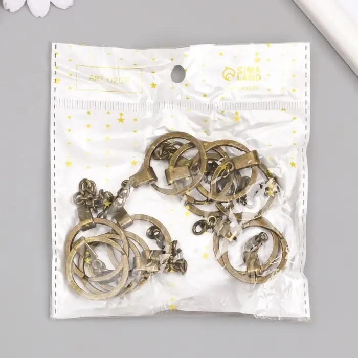 Основа для брелока кольцо металл с плоским креплением латунь 3х6 см