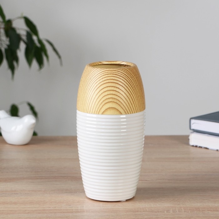 Керамическая ваза для цветов, сухоцветов &laquo;Клетис&raquo;, настольная, 20 см, белый