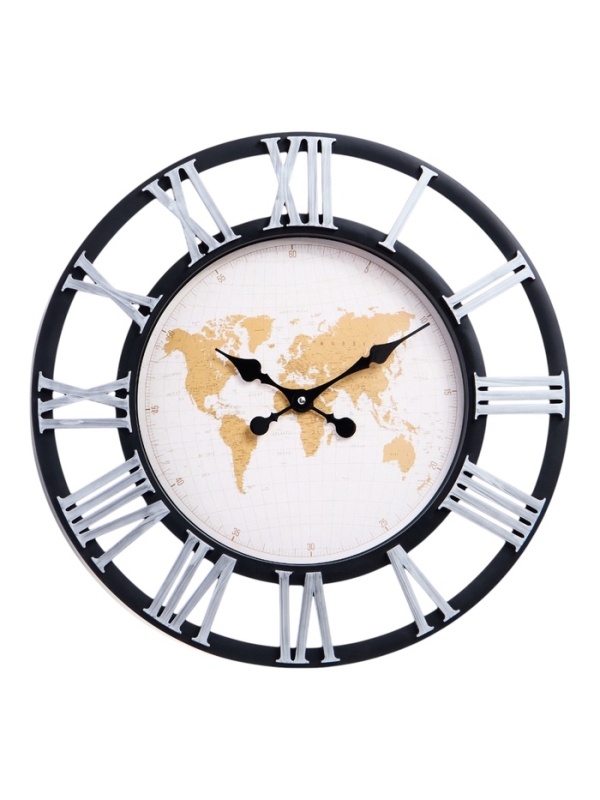 Часы настенные интерьерные &laquo;Карта мира&raquo;, плавный ход, циферблат d-50 см