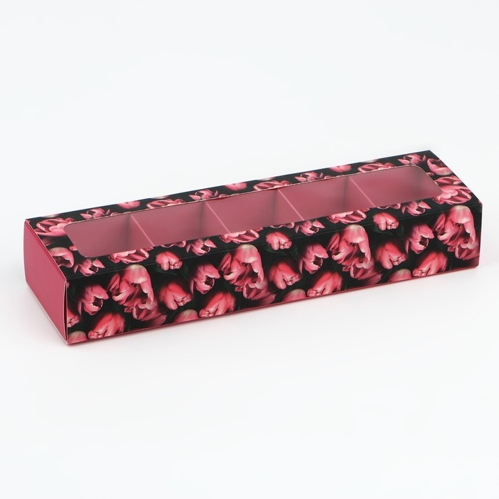 Коробка под 5 конфет с ячейками &laquo;Фуксия&raquo;, 21 х 3.3 х 5.8 см