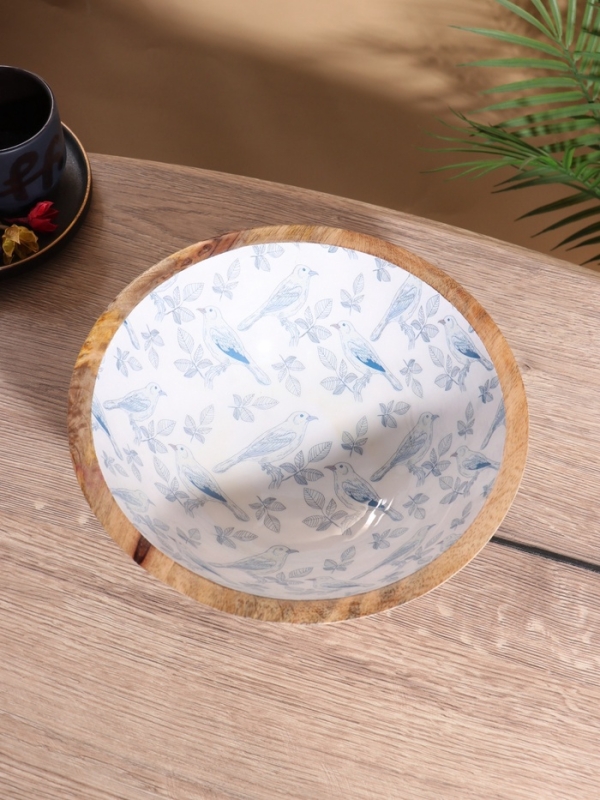 Салатник &laquo;Синие птицы&raquo;, 25&times;25&times;10 см, дерево манго