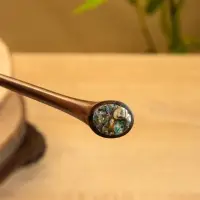 Заколка для волос, дерево Соно, ракушка, 20 см, цв. чёрный