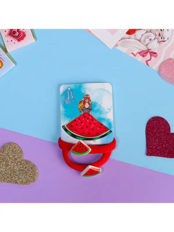 Резинка для волос &laquo;Летнее настроение&raquo;, набор 2 шт., арбуз, 3.5 см, красная