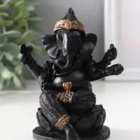 Фигура &laquo;Ганеш на лотосе&raquo;, 10.5&times;9&times;8 см, чёрная