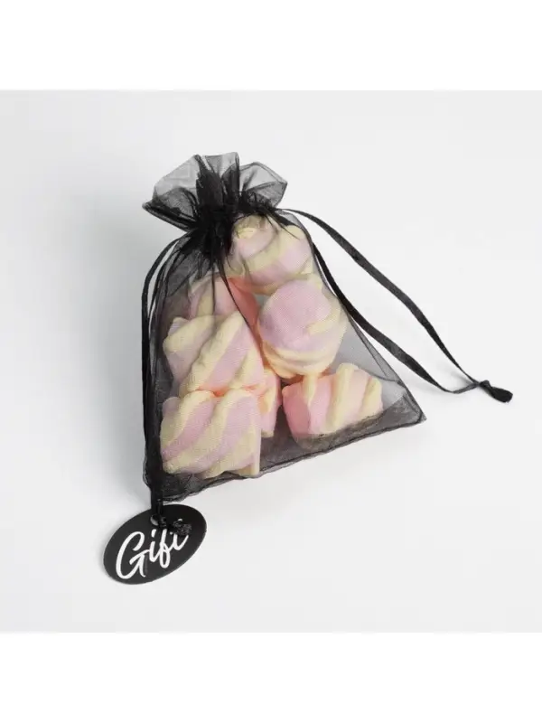 Мешочек подарочный органза черный &laquo;Подарок&raquo;, с шильдиком, 10 х 12 см +/- 1.5 см